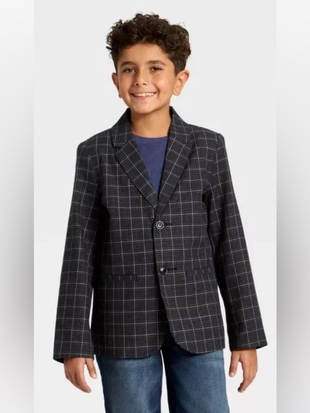 Boys' Black Plaid Suit Jacket - Cat & Jack Size 10 *NWT*